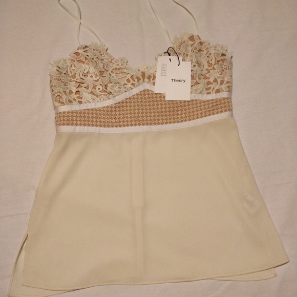 NWT Theory Melaena T Ivory Top - Picture 6 of 6